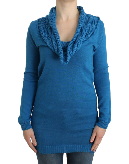 Blauer Strickpullover mit U-Ausschnitt von Costume National