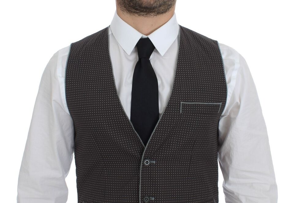 Dolce &amp; Gabbana Grey Polka Dot Dress Vest Gilet Weste