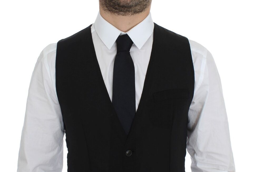 Dolce &amp; Gabbana Black Wool Formal Dress Vest Gilet Jacket