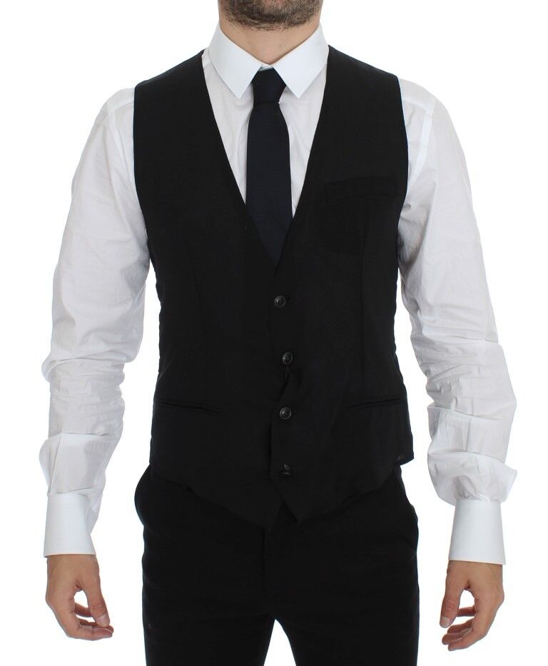 Dolce &amp; Gabbana Black Wool Formal Dress Vest Gilet Jacket