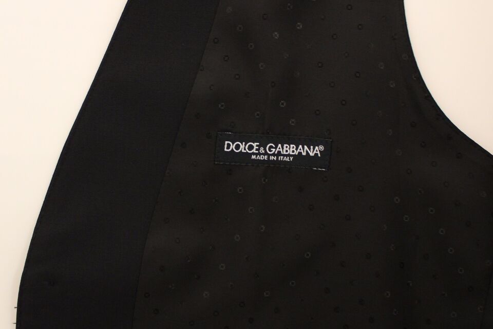 Dolce &amp; Gabbana Black Wool Silk Stretch Dress Vest Blazer