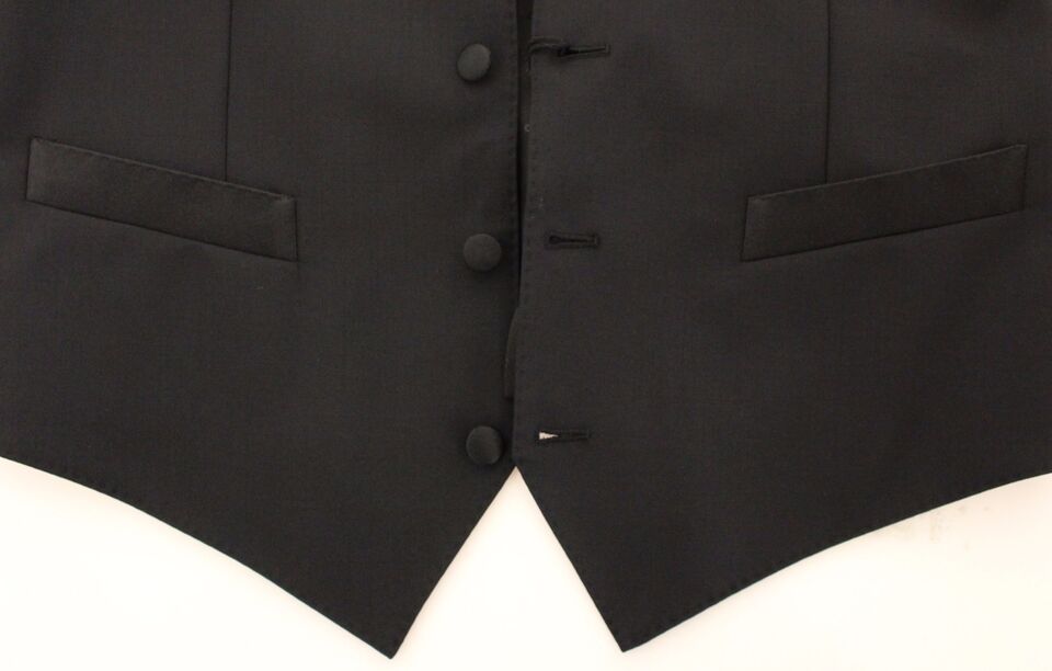 Dolce &amp; Gabbana Black Wool Silk Stretch Dress Vest Blazer