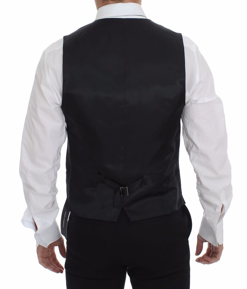 Dolce &amp; Gabbana Grey Slim Fit Button Front Dress Formal Vest