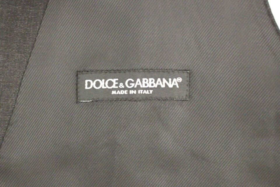 Dolce &amp; Gabbana Grey Slim Fit Button Front Dress Formal Vest