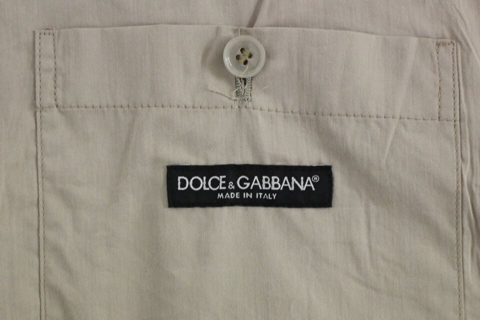 Dolce &amp; Gabbana Beige Baumwoll-Weste mit schmaler Passform und Knopfleiste vorne