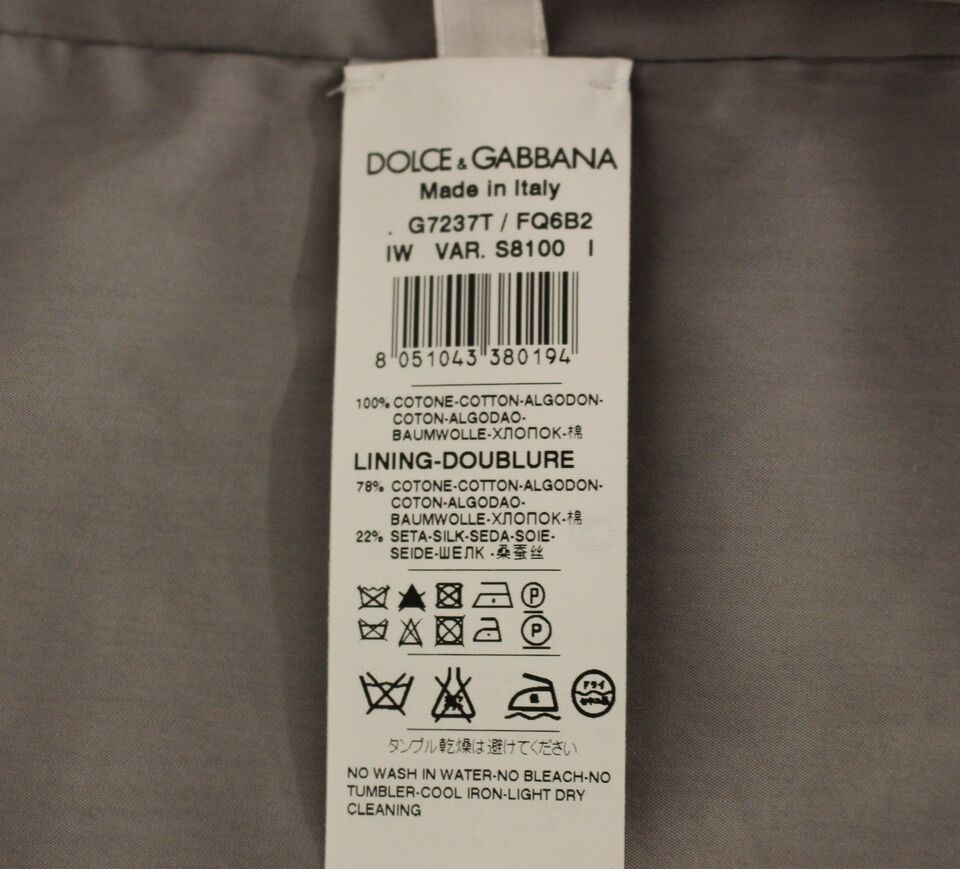 Dolce &amp; Gabbana Graue Slim-Fit-Kleidweste aus Baumwolle mit Knopfleiste vorne