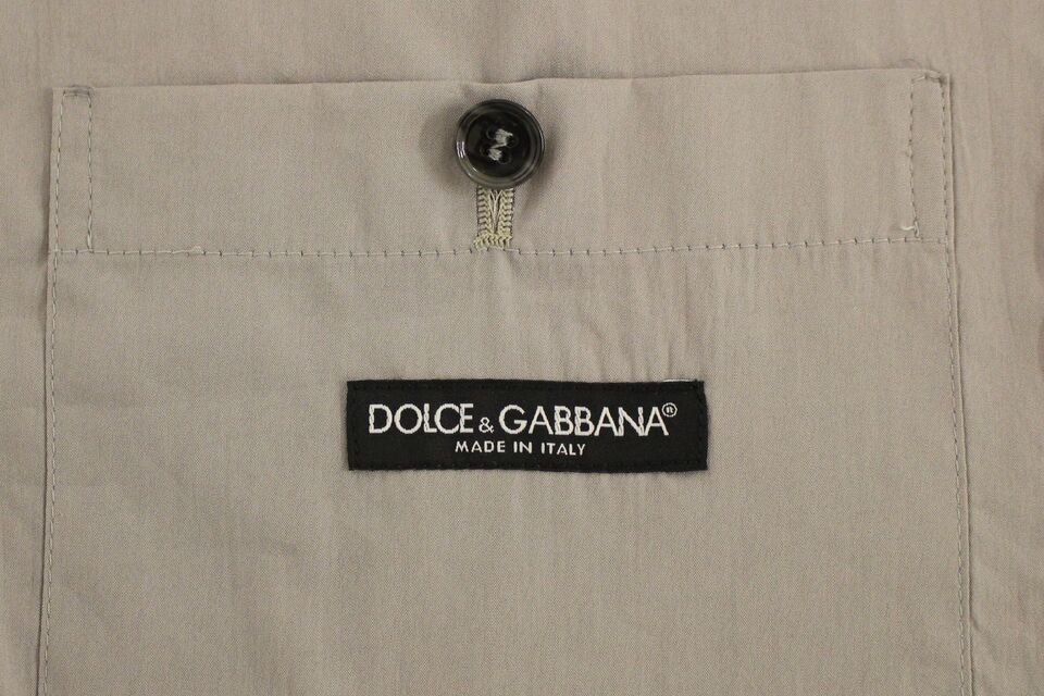 Dolce &amp; Gabbana Graue Slim-Fit-Kleidweste aus Baumwolle mit Knopfleiste vorne