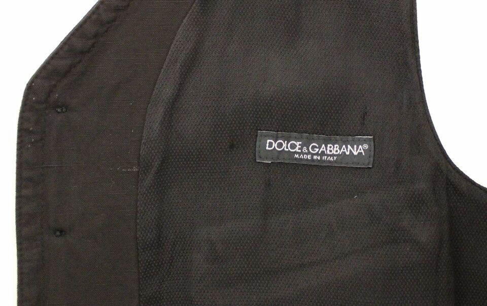 Dolce &amp; Gabbana Black Flax Cotton Dress Vest Blazer