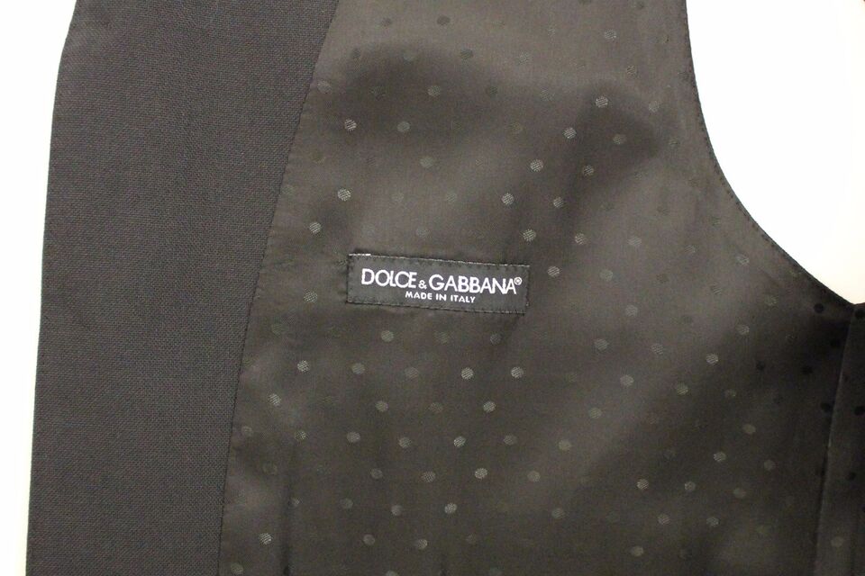 Dolce &amp; Gabbana Schwarzer Woll-Seiden-Stretch-Kleiderwesten-Blazer