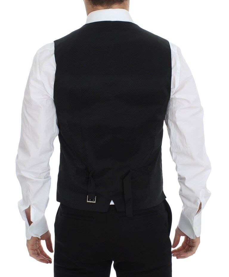 Dolce &amp; Gabbana Black Wool Silk Stretch Dress Vest Blazer