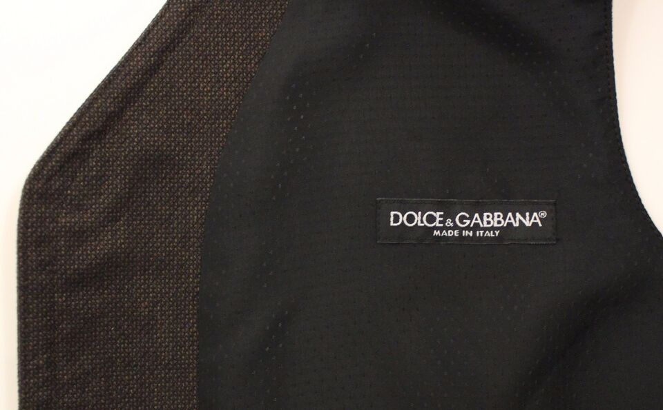 Dolce &amp; Gabbana Brown Cotton Blend Dress Vest Gilet