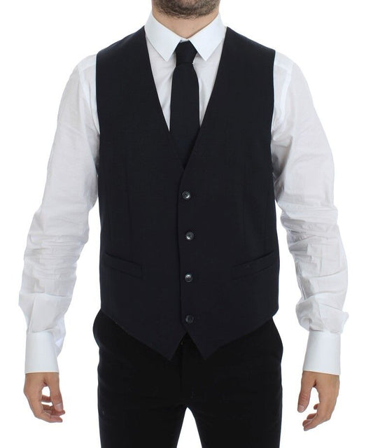 Dolce &amp; Gabbana Blue Cotton Stretch Dress Vest Blazer