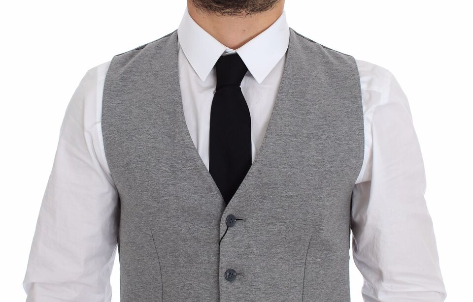 Dolce &amp; Gabbana Grey Cotton Stretch Dress Vest Blazer