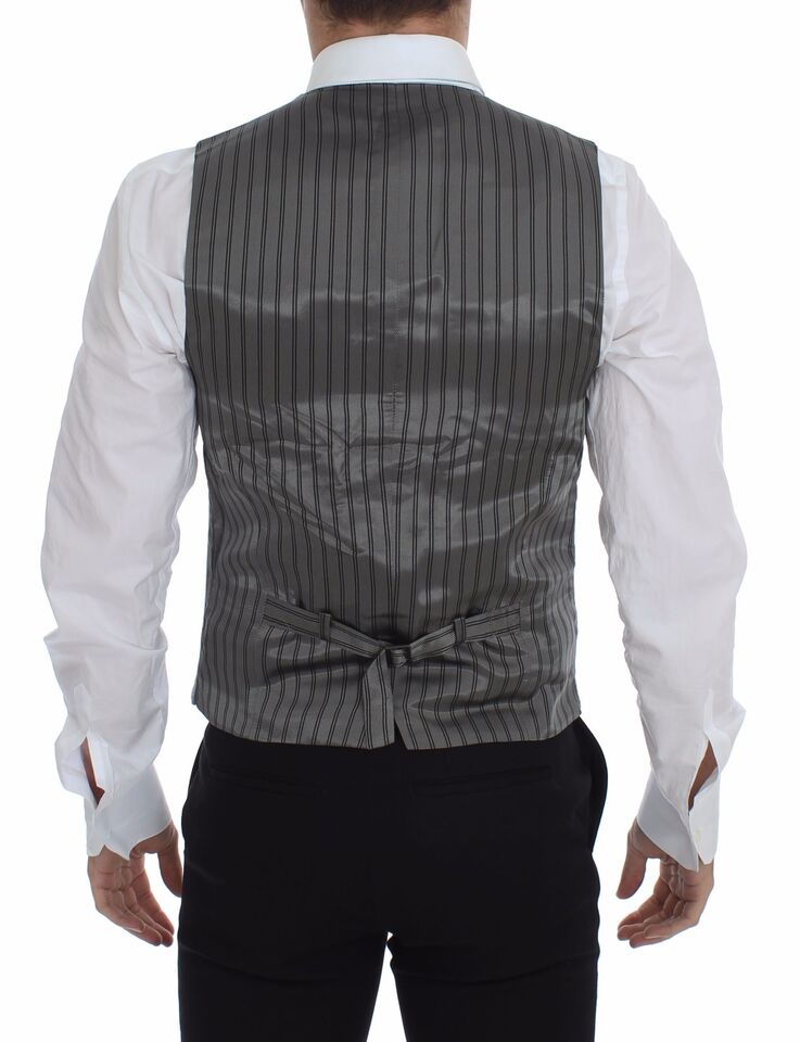 Dolce &amp; Gabbana Grey Cotton Stretch Dress Vest Blazer