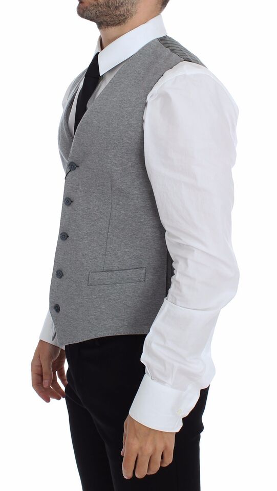 Dolce &amp; Gabbana Grey Cotton Stretch Dress Vest Blazer