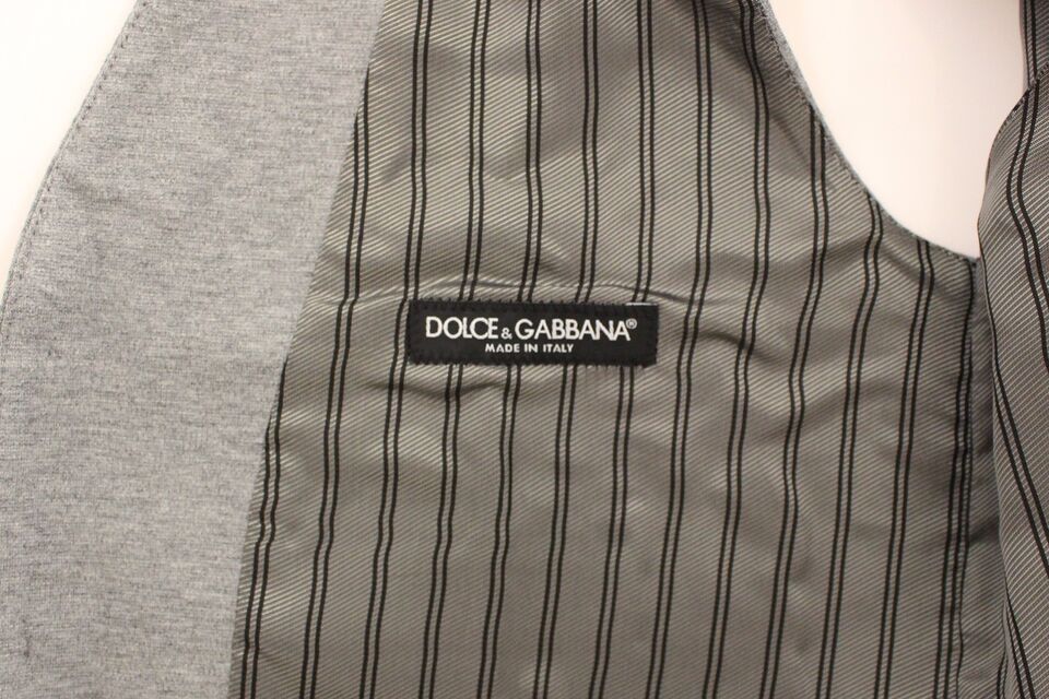 Dolce &amp; Gabbana Grey Cotton Stretch Dress Vest Blazer