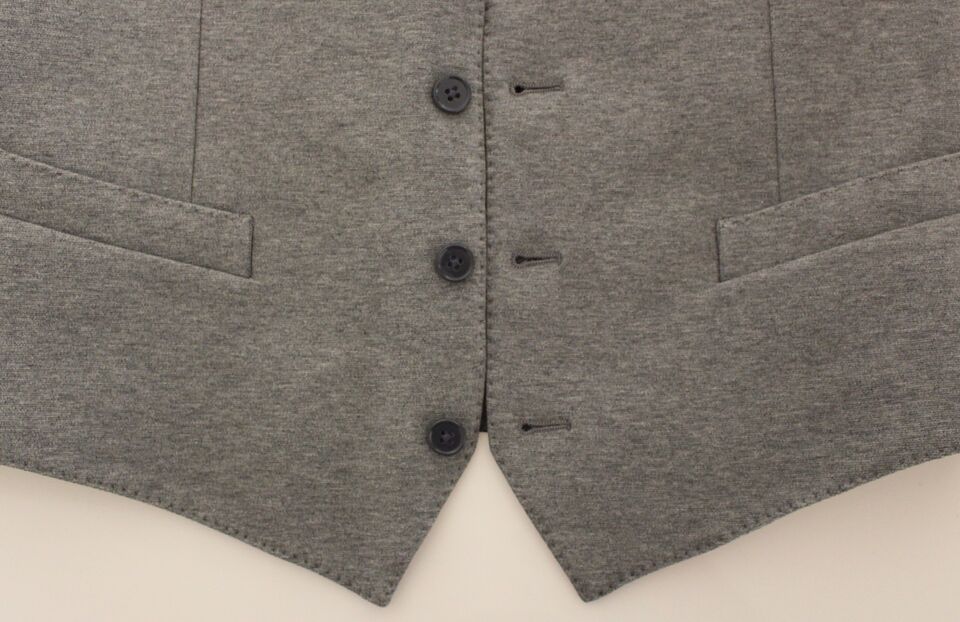 Dolce &amp; Gabbana Grey Cotton Stretch Dress Vest Blazer