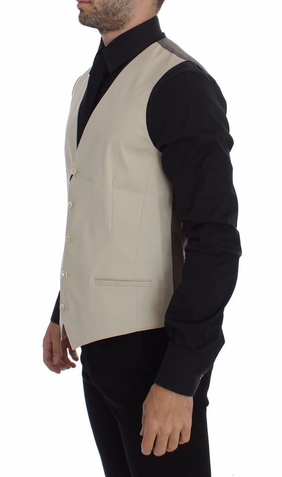 Dolce &amp; Gabbana Beige Cotton Stretch Dress Vest Blazer