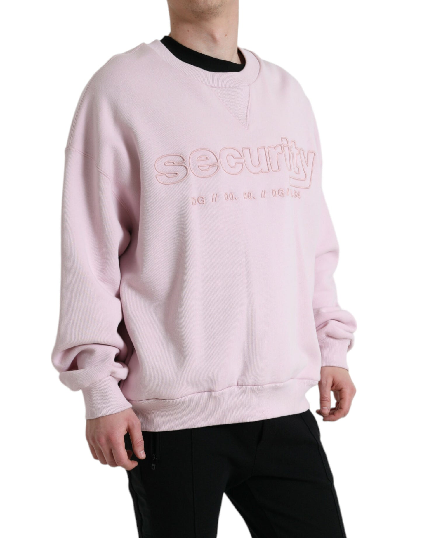 Dolce &amp; Gabbana Pink Embroidered Crew Neck Pullover Sweater