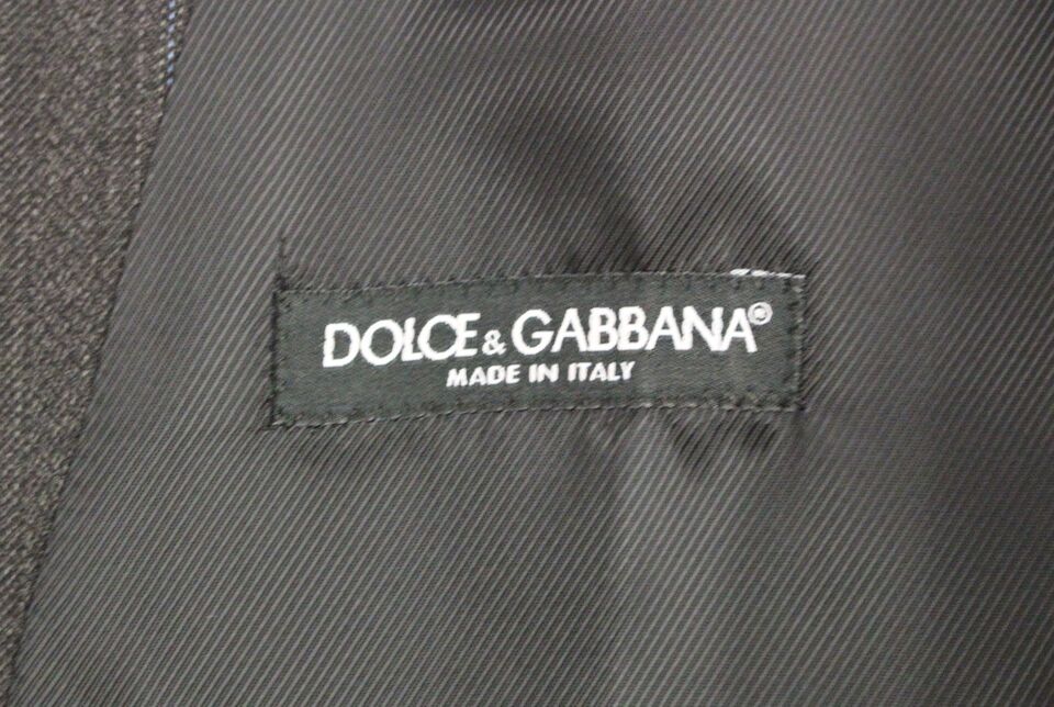 Dolce &amp; Gabbana Grau gestreifte Wollweste mit Logo