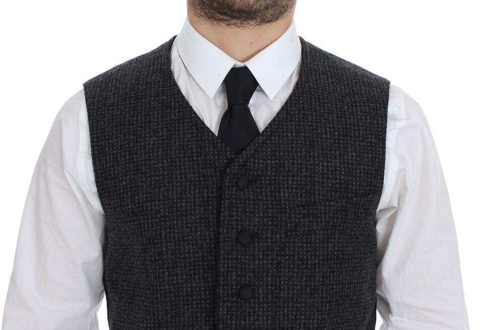 Dolce &amp; Gabbana Grey Wool Blend Vest Gilet Weste