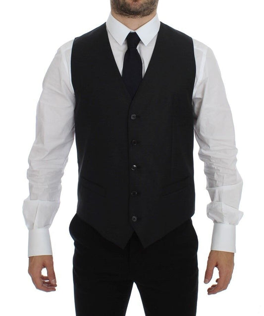 Dolce & Gabbana Elegant Gray Wool Blend Dress Vest