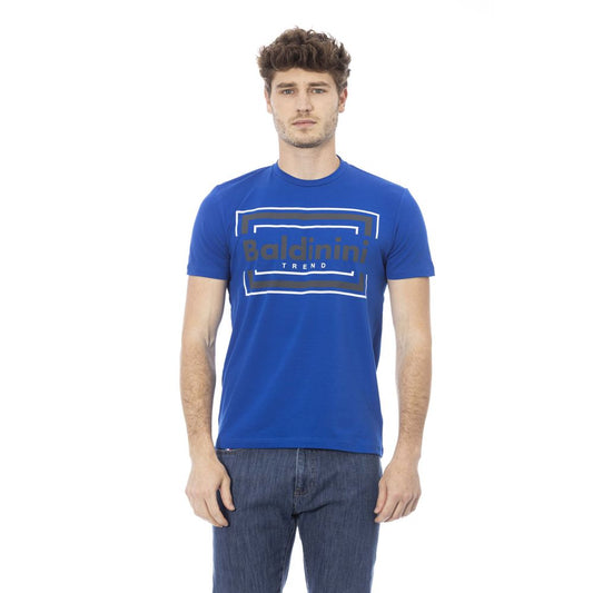 Baldinini Trend Chic Blue Cotton Tee na may Front Print