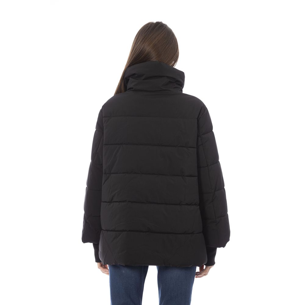 Baldinini Trend Elegant Black Short Down Jacket na may Adjustable Hood