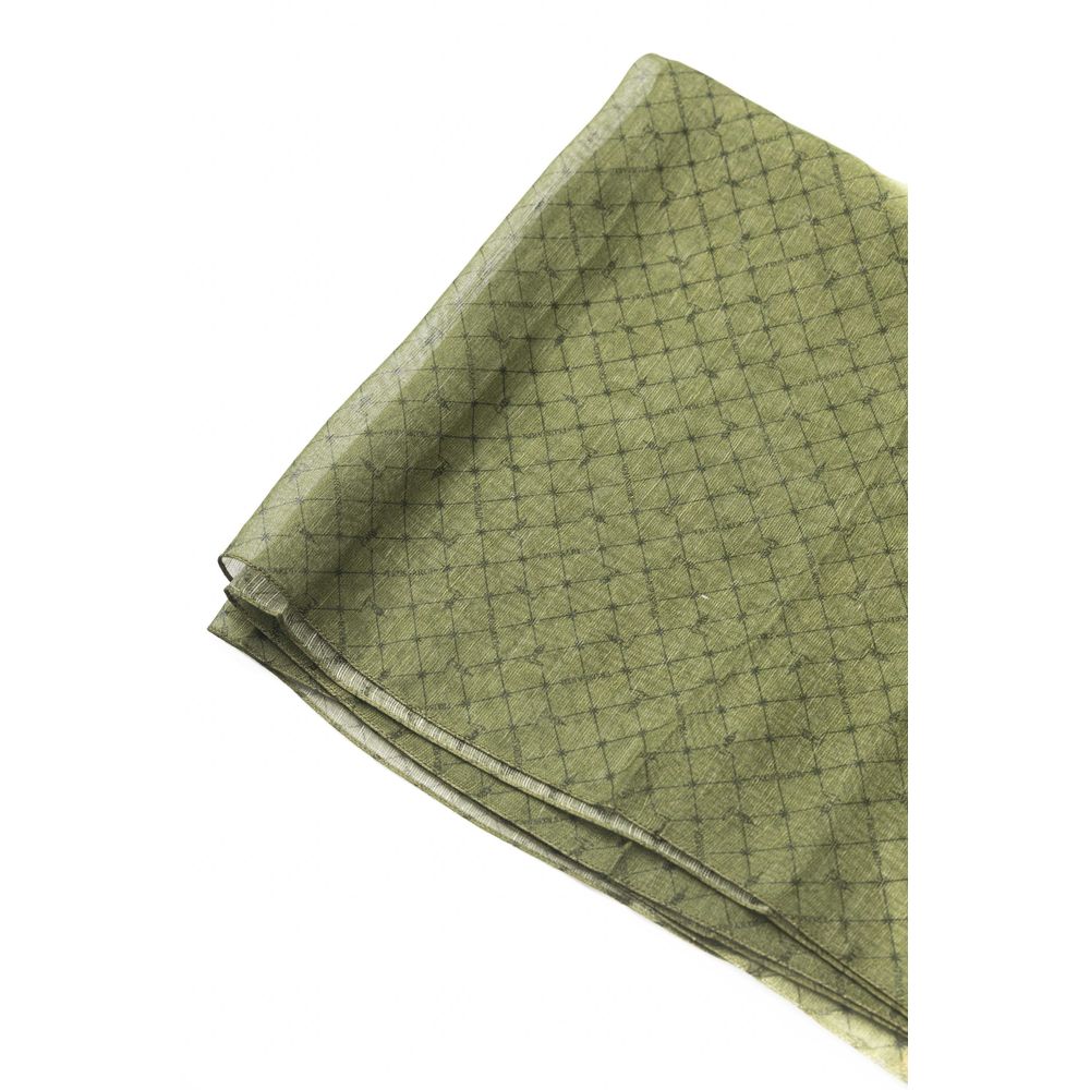 Trussardi Elegant Green Printed Modal Scarf para sa Mga Lalaki