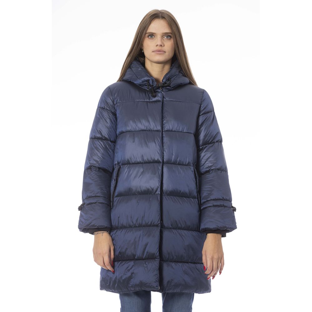 Baldinini Trend Elegante hellblaue lange Daunenjacke