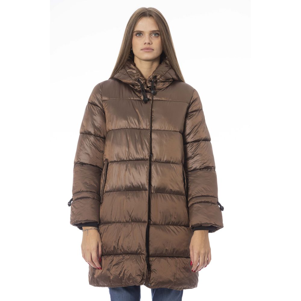 Baldinini Trend Elegant Brown Long Down Jacket para sa Babae