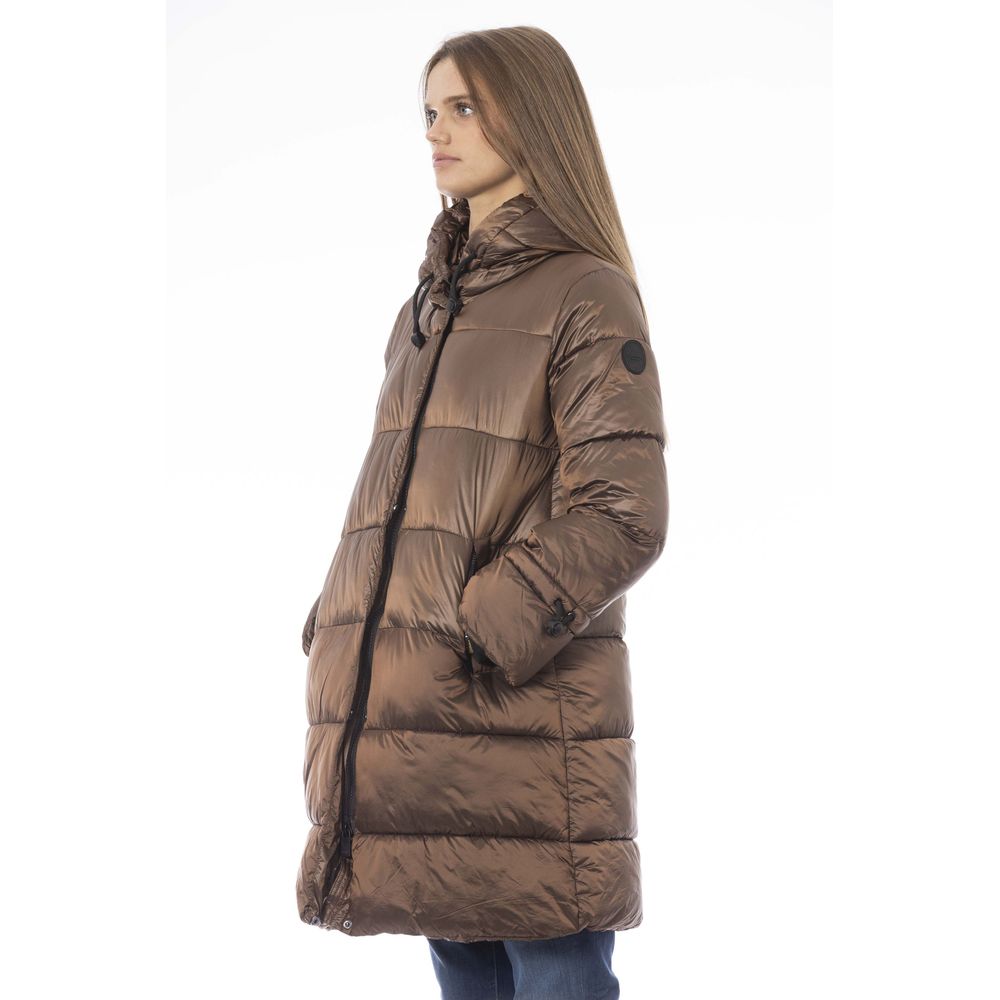 Baldinini Trend Elegant Brown Long Down Jacket para sa Babae