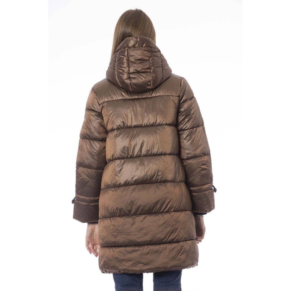 Baldinini Trend Elegant Brown Long Down Jacket para sa Babae