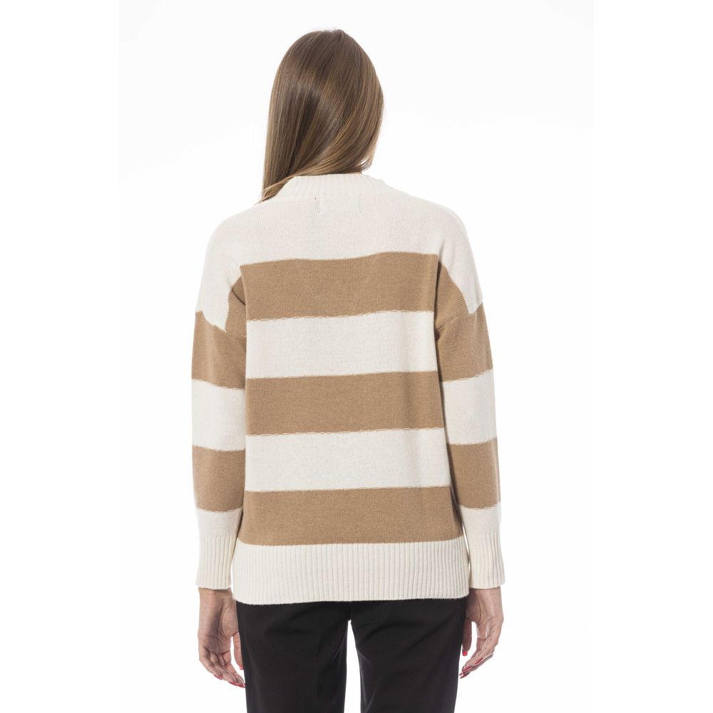 Baldinini Trend Eleganter Beige-Pullover mit V-Ausschnitt