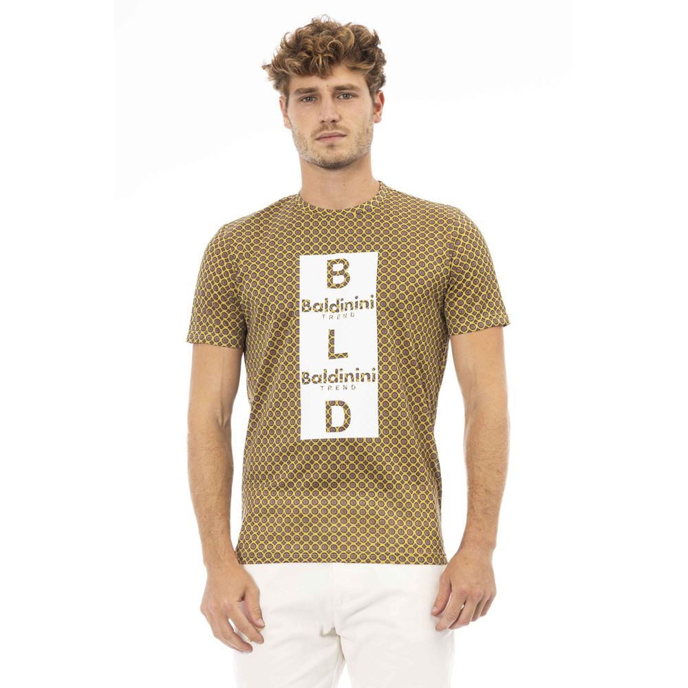 Baldinini Trend Chic graues Baumwoll-T-Shirt mit Frontdruck