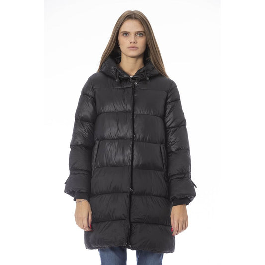 Baldinini Trend Elegante lange Daunenjacke in Schwarz