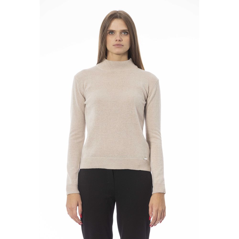 Baldinini Trend Eleganter Rollkragenpullover aus Kaschmirmischung in Beige