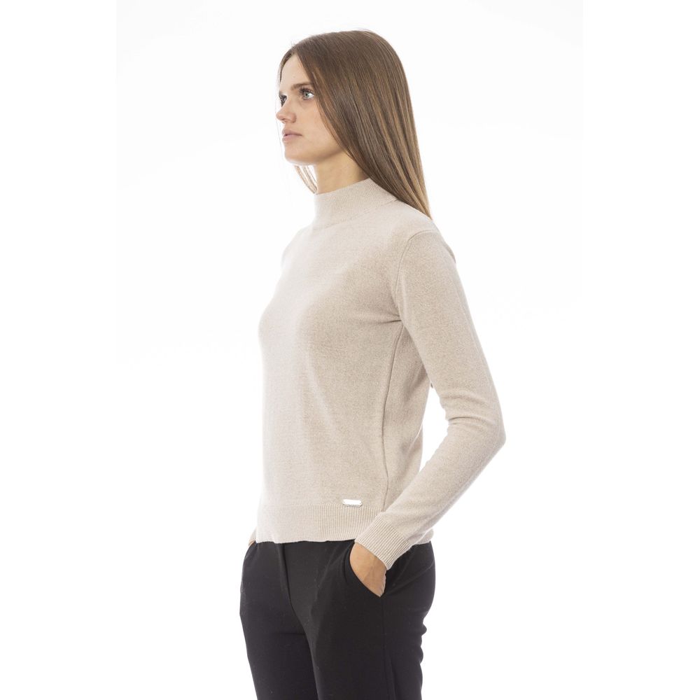 Baldinini Trend Eleganter Rollkragenpullover aus Kaschmirmischung in Beige