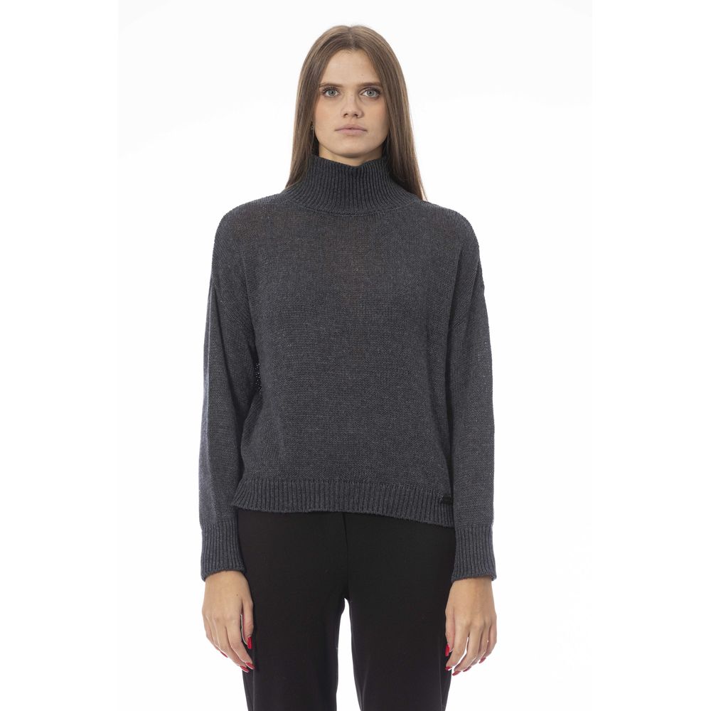 Baldinini Trend Chic Volcanic Neck Sweater sa Gray