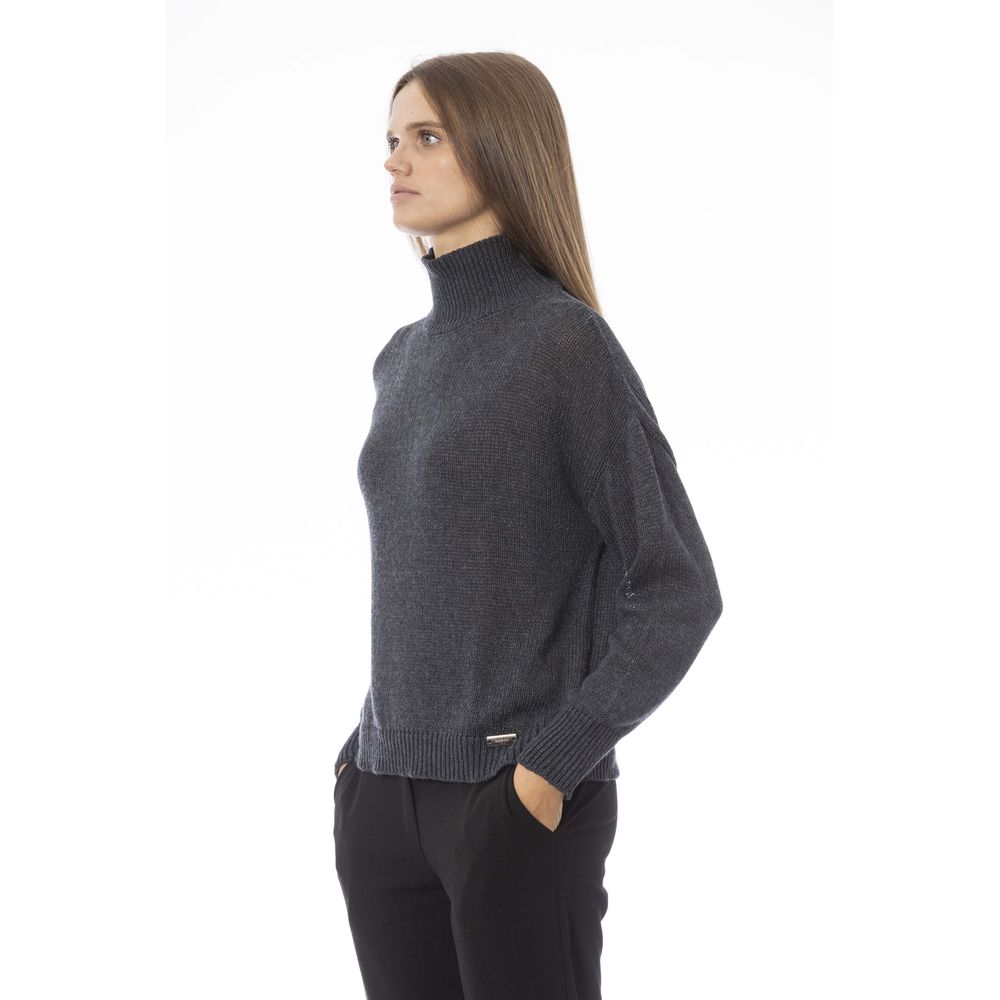 Baldinini Trend Chic Volcanic Neck Sweater sa Gray