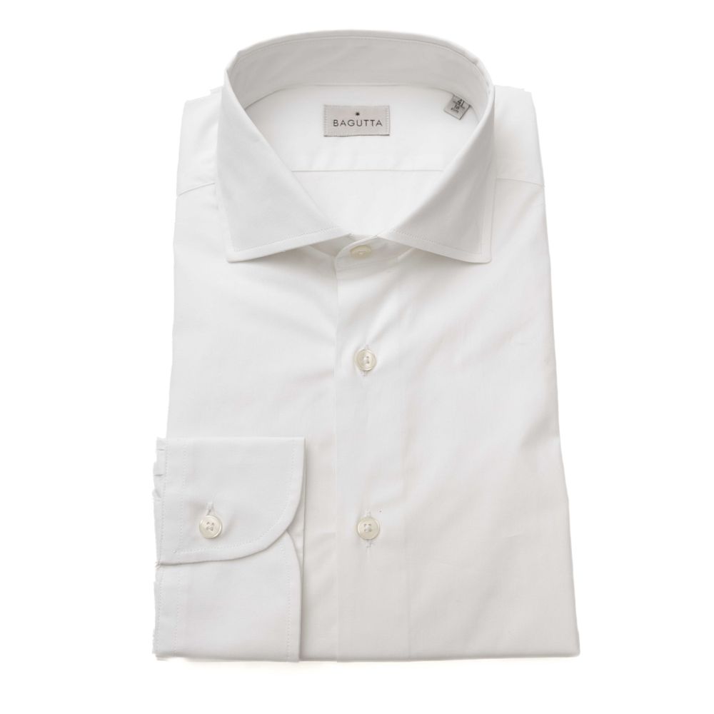 Bagutta White Cotton Men's Slim Shirt