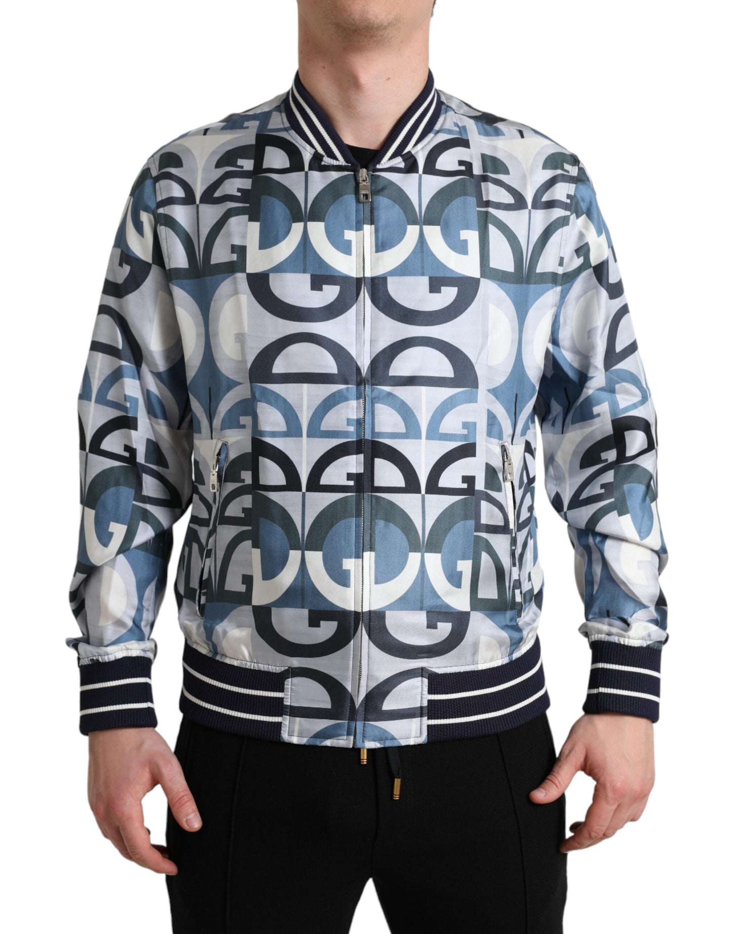 Dolce &amp; Gabbana Multicolor Logo Print Bomber Blouson Jacket