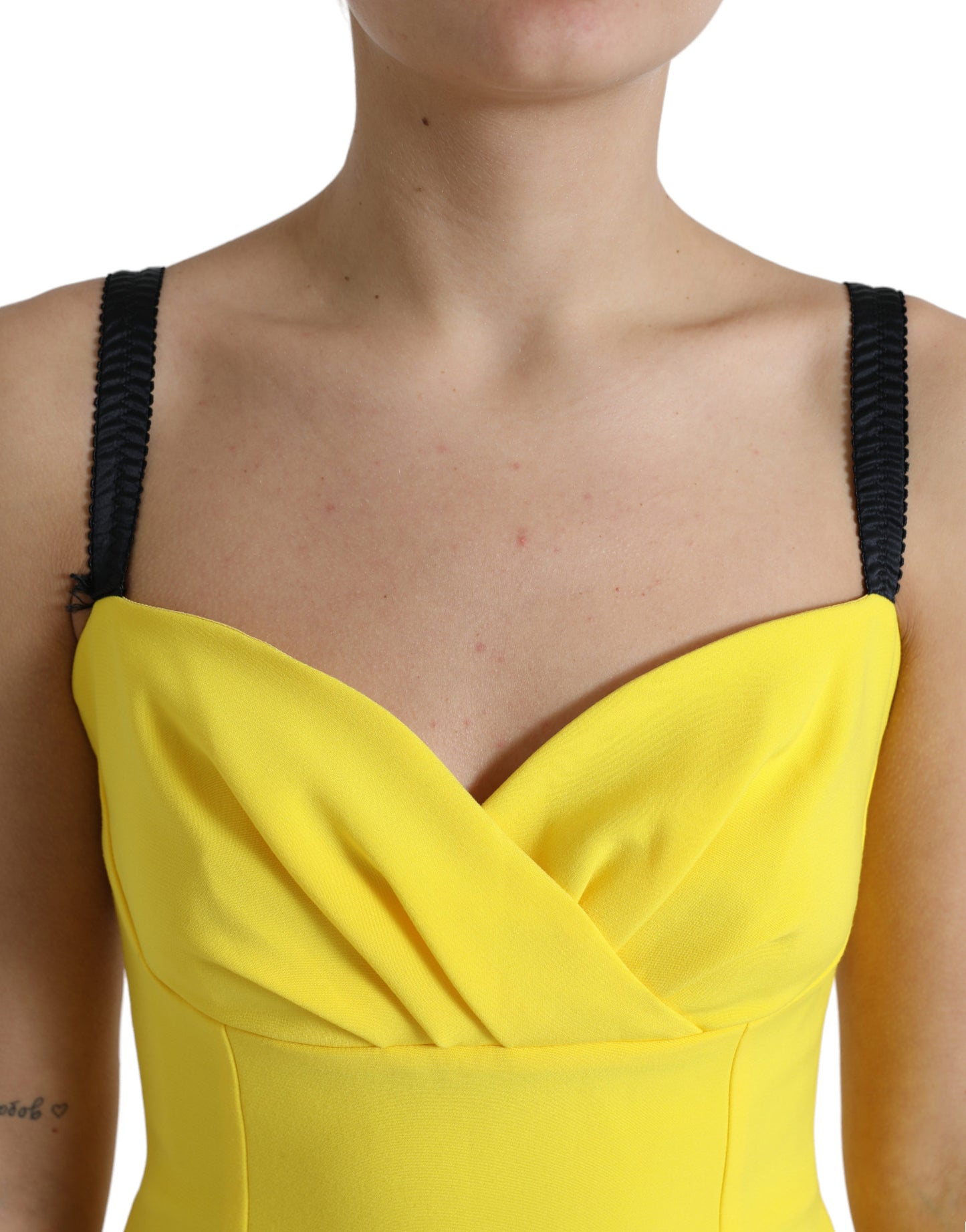 Dolce &amp; Gabbana Yellow Polyester Sleeveless Bodycon Midi Dress