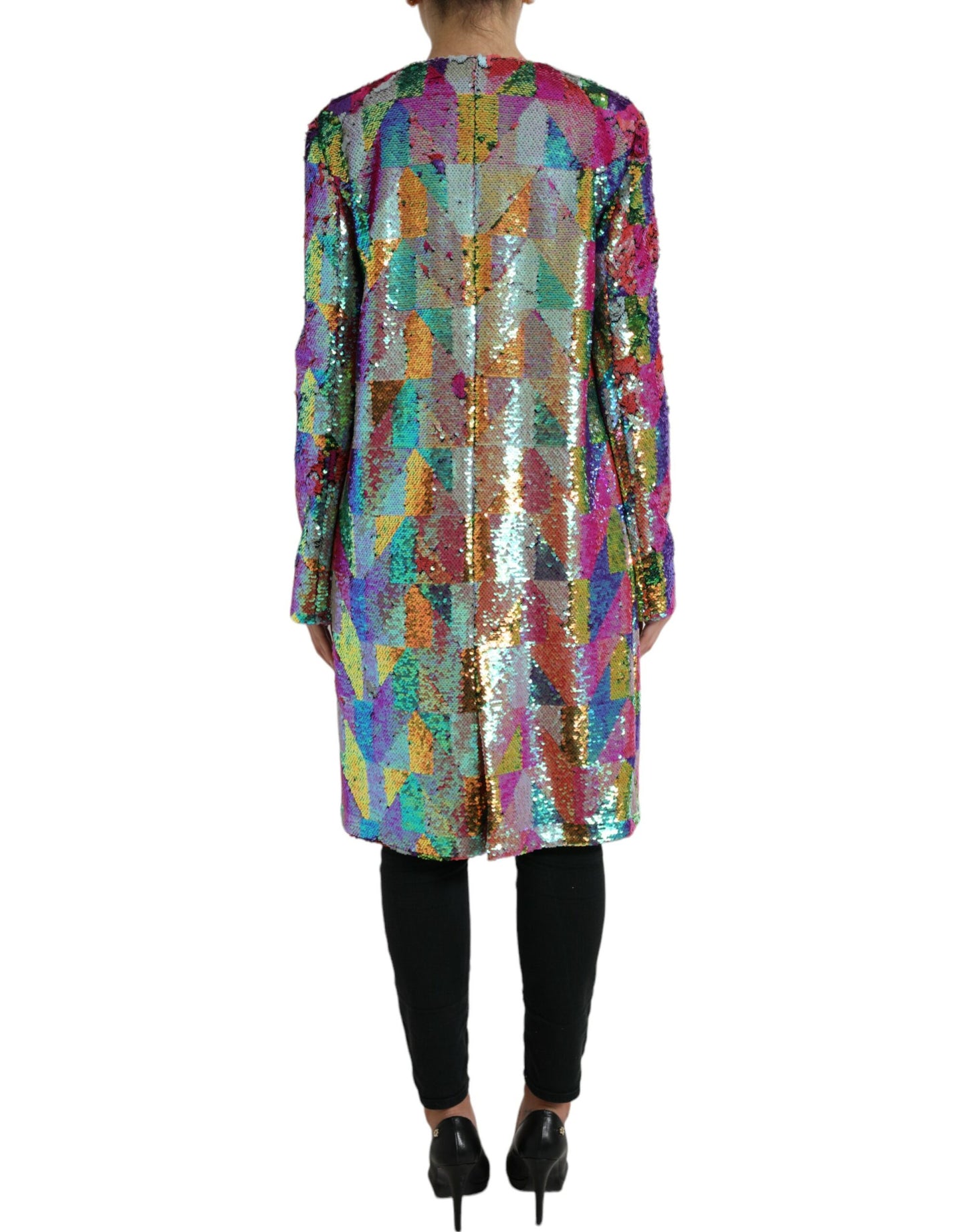 Dolce &amp; Gabbana Multicolor Polyester Sequined Coat Jacket