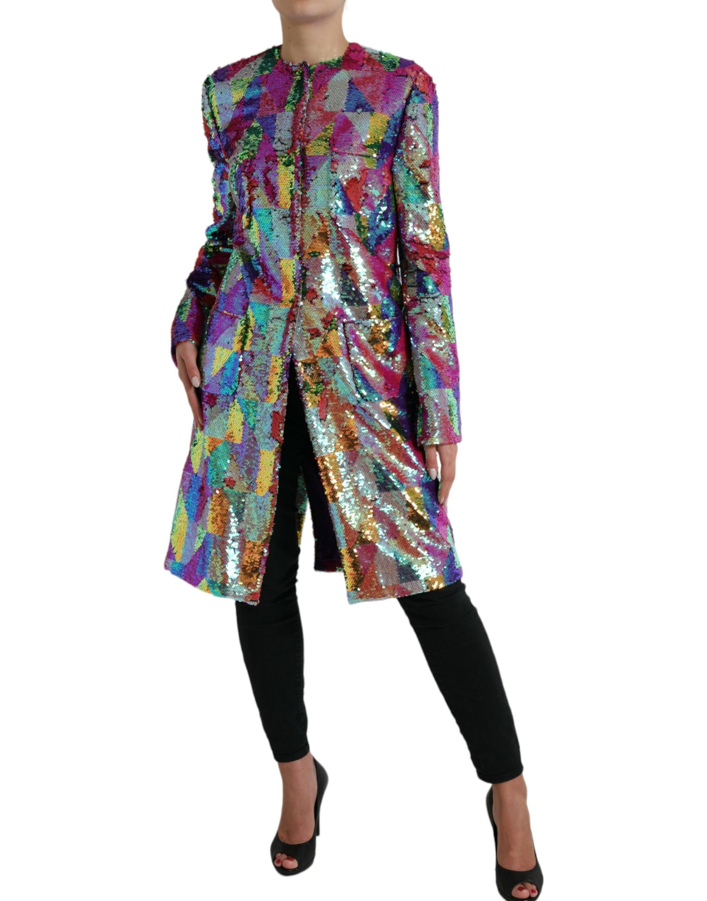 Dolce &amp; Gabbana Multicolor Polyester Sequined Coat Jacket