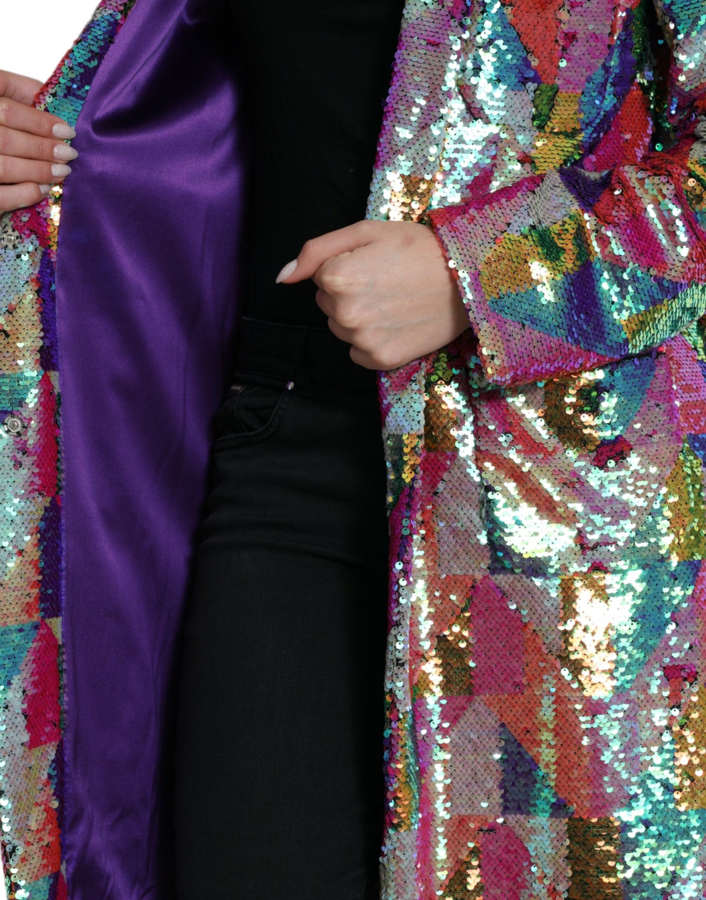 Dolce &amp; Gabbana Multicolor Polyester Sequined Coat Jacket