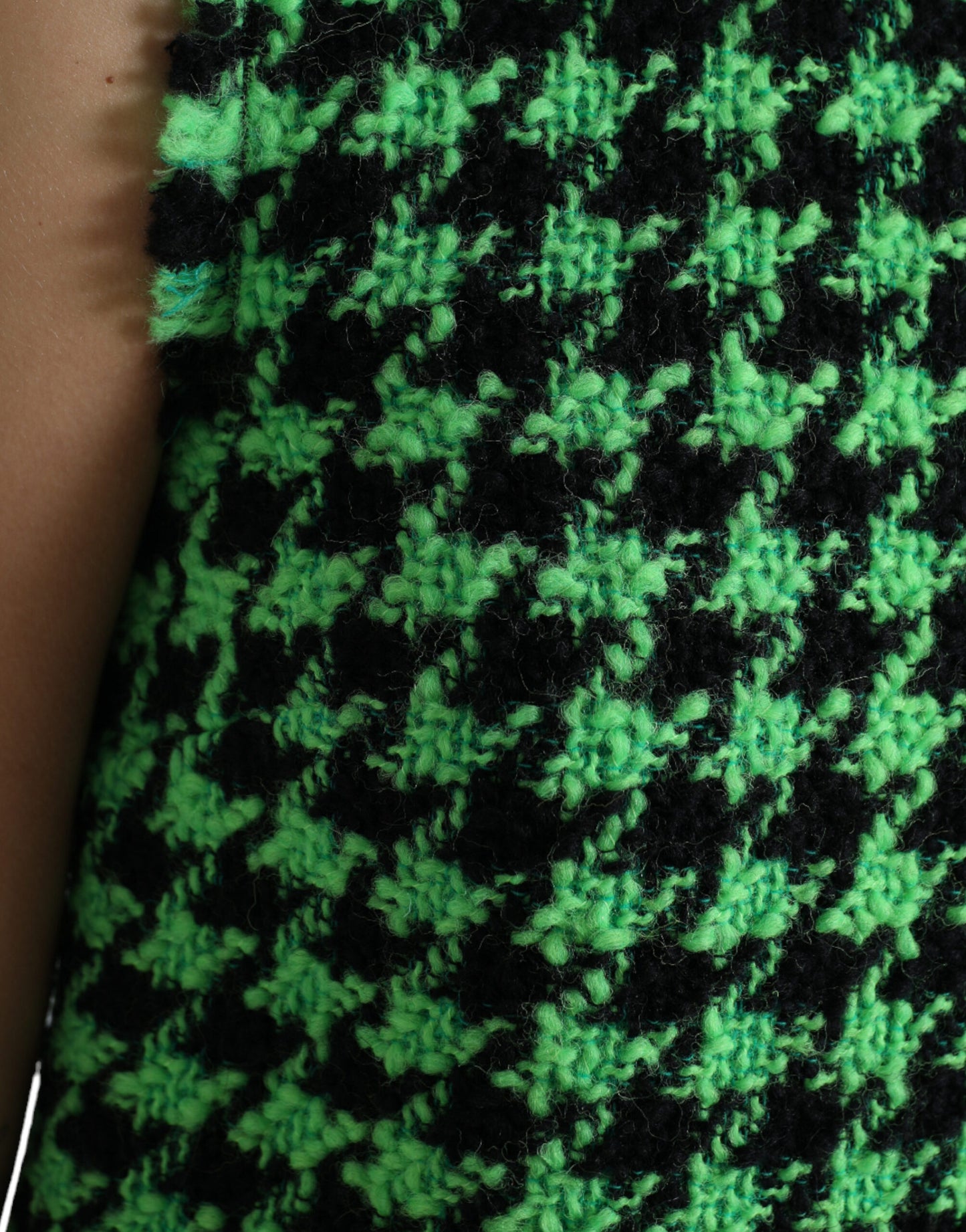 Dolce &amp; Gabbana Green Houndstooth na walang manggas na Aline na Mini Dress