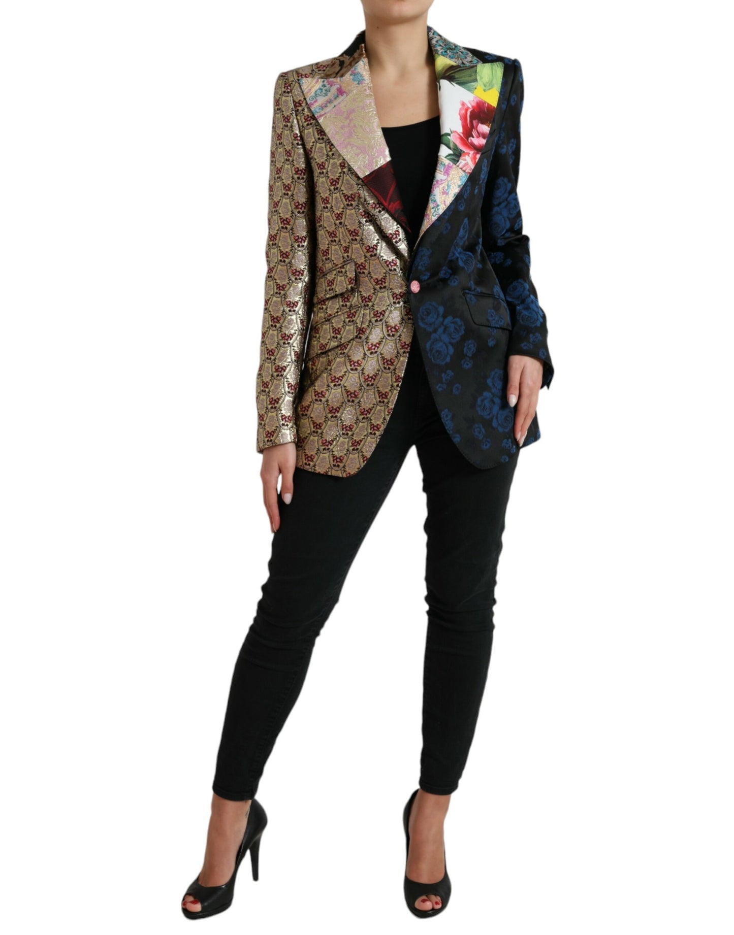 Dolce &amp; Gabbana Multicolor Floral Patchwork Jacquard Jacket