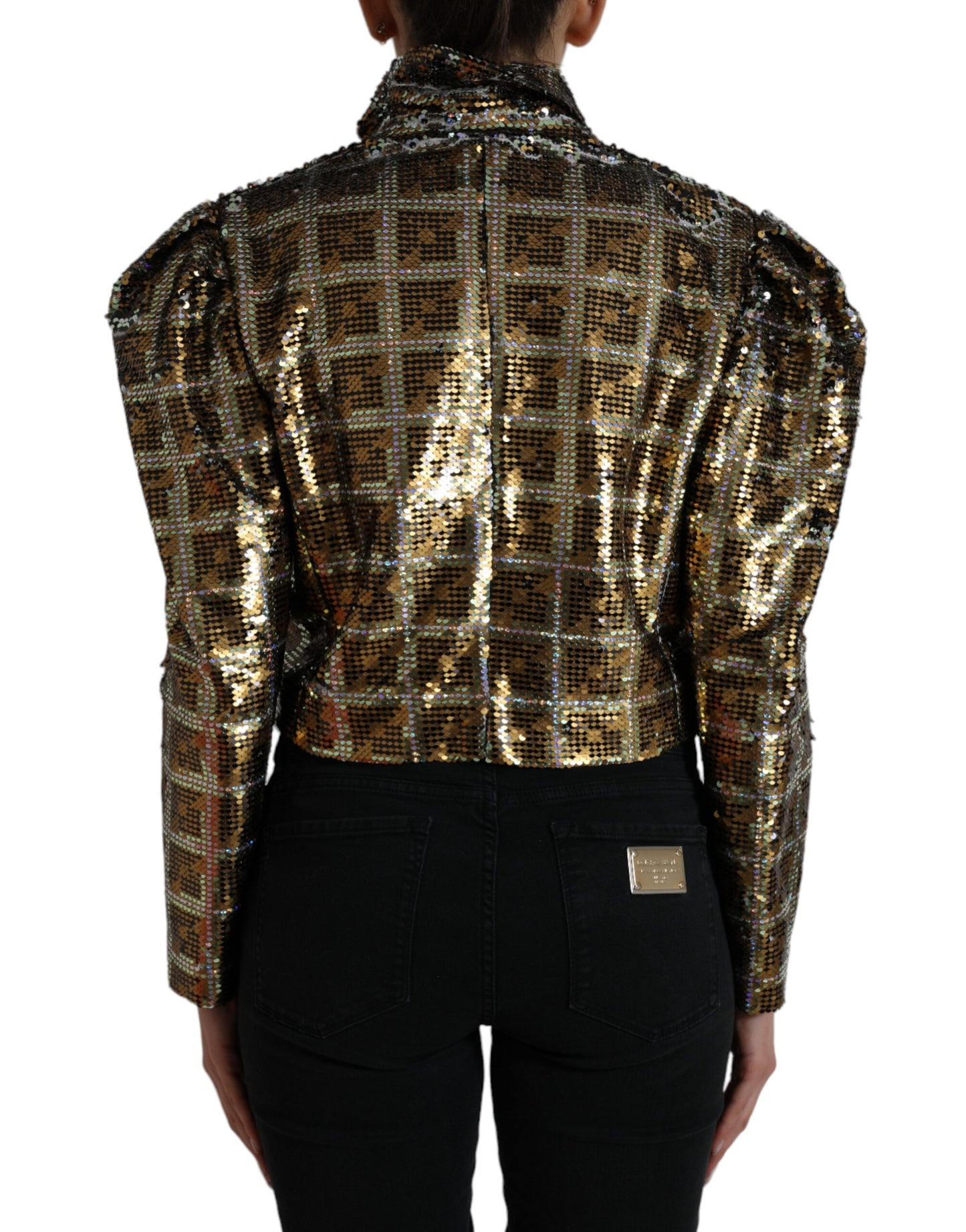 Dolce &amp; Gabbana Multicolor Polyester Sequined Cropped Jacket