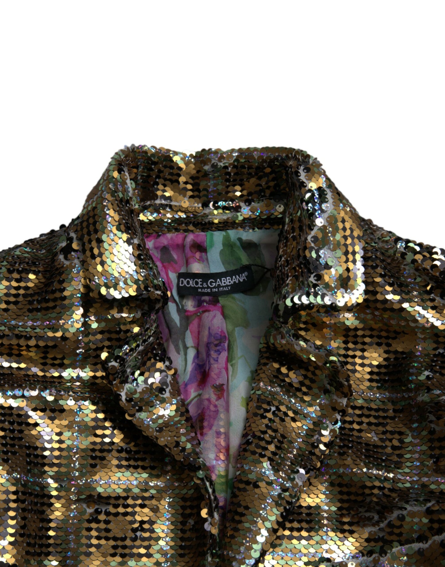 Dolce &amp; Gabbana Multicolor Polyester Sequined Cropped Jacket